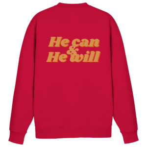 Basic Sweatshirt - He can & He will Design – Fire Red