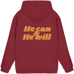 Basic Unisex Hoodie - He can & He will Design – Brick Red