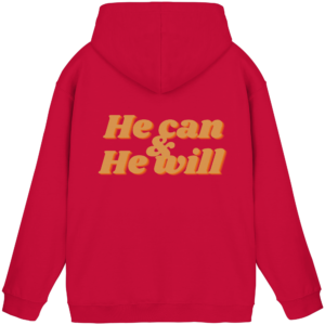 Basic Unisex Hoodie - He can & He will Design – Fire Red