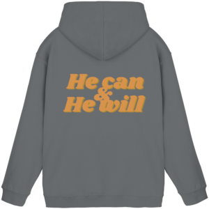 Basic Unisex Hoodie - He can & He will Design – Steel Grey (Solid)