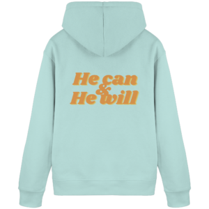 Organic Basic Hoodie - He Can & He Will Design – Caribbean Blue