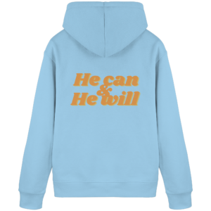 Organic Basic Hoodie - He Can & He Will Design – Sky Blue