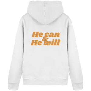 Organic Basic Hoodie - He Can & He Will Design – White