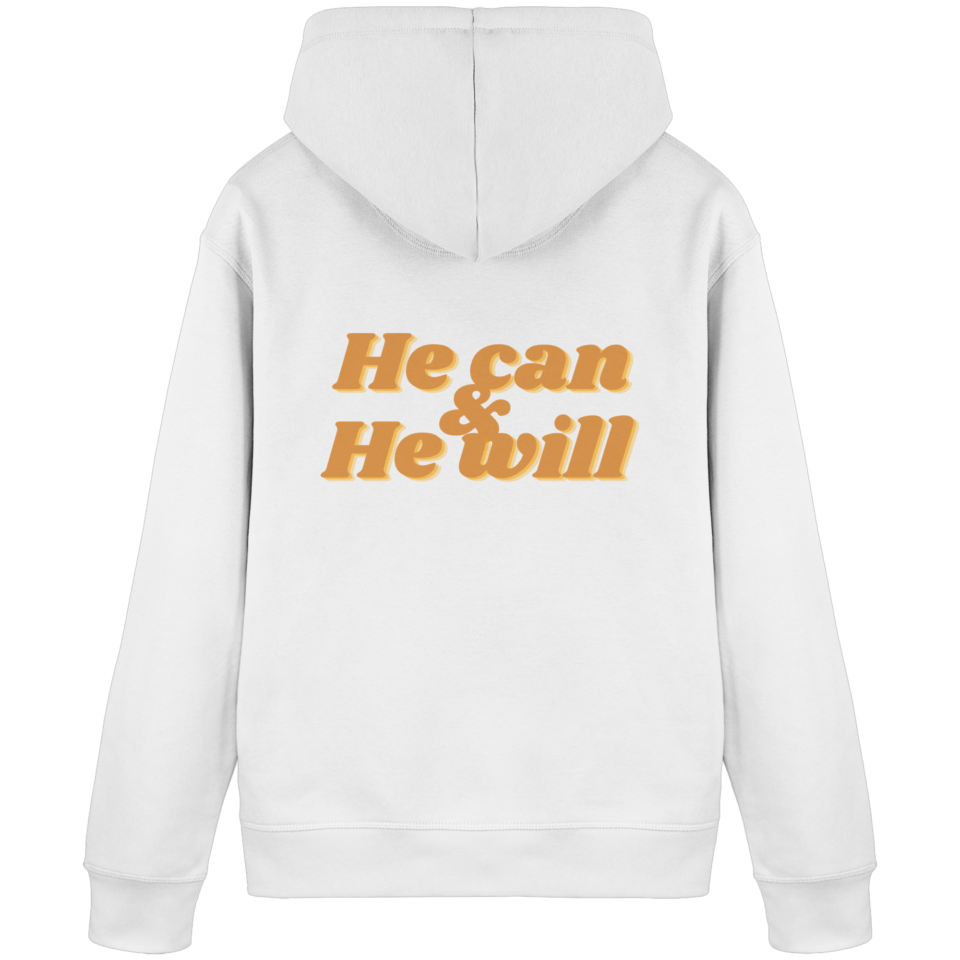 Organic Basic Hoodie - He Can & He Will Design – White