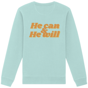 Organic Basic Unisex Sweatshirt - He Can & He Will – Caribbean Blue