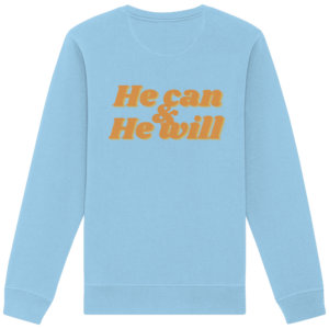 Organic Basic Unisex Sweatshirt - He Can & He Will – Sky Blue