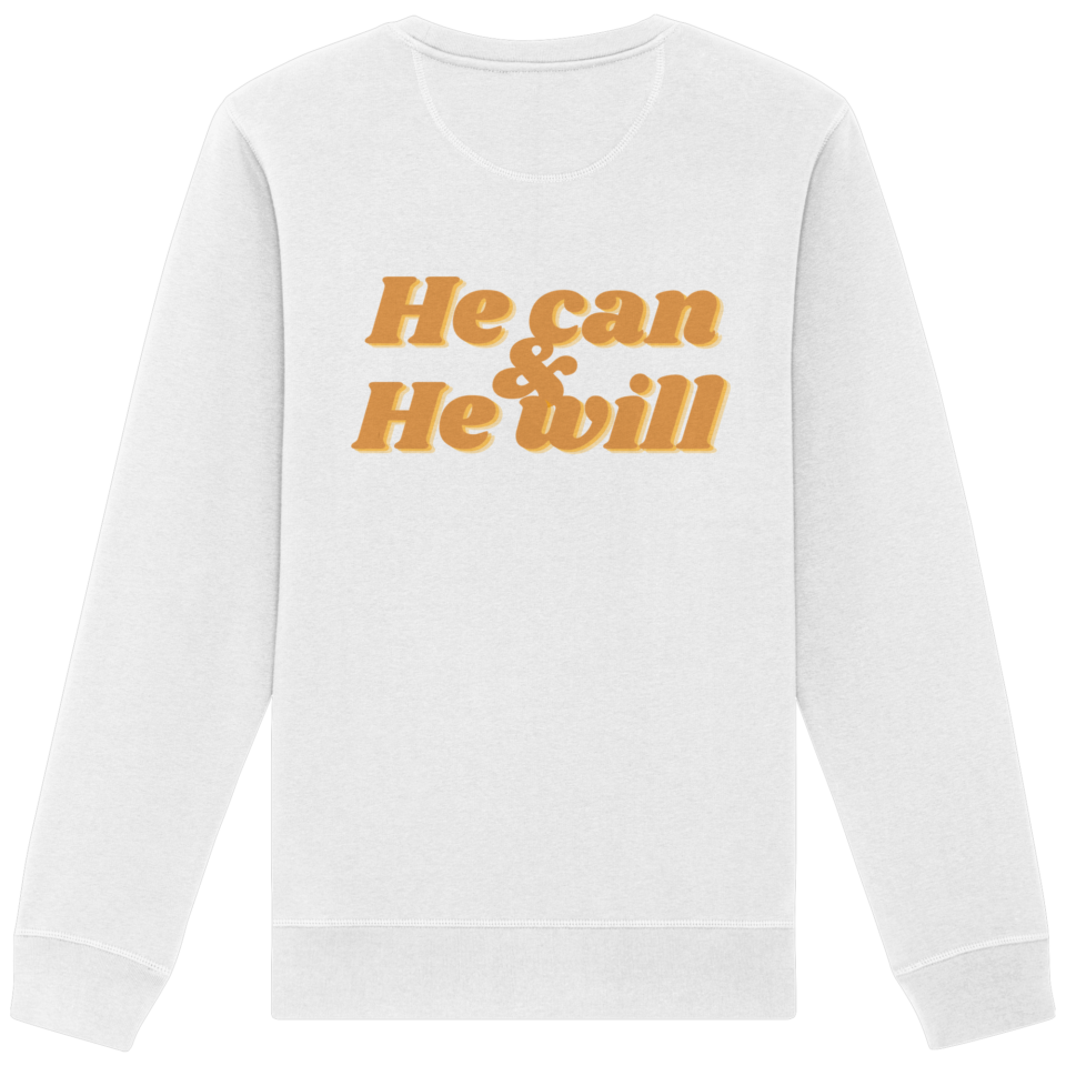 Organic Basic Unisex Sweatshirt - He Can & He Will – White